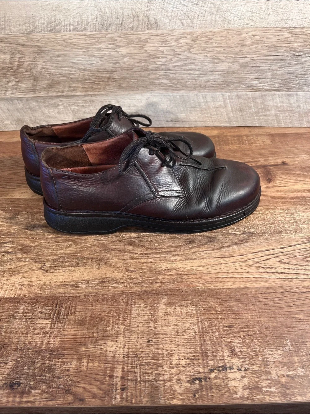 Clarks‎ Men's Dark Brown Leather Lace-Up Oxfords Vintage Split Toe Center Seam